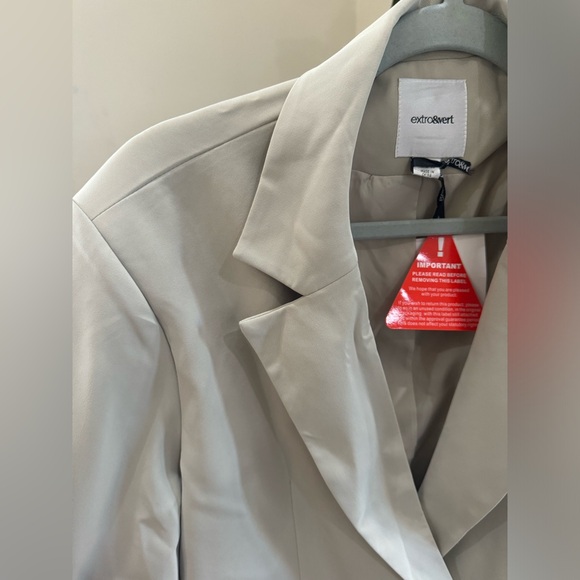 Extro&Vert Light Grey Double Breasted Women’s Oversized office Blazer Size XL - Picture 5 of 14